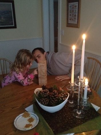 Daddy and abby playing Jenga